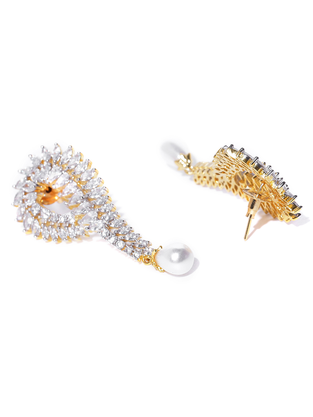 YouBella Gold-Plated Stone-Studded Drop Earrings